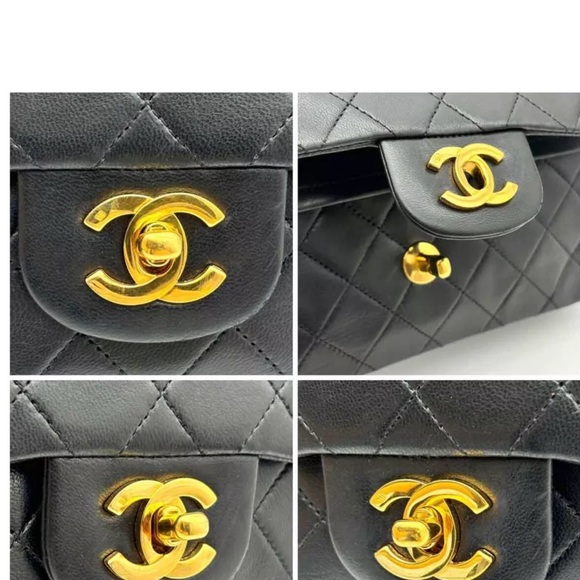 💝Auth Chanel Double Flap Chain Bag Matelasse Lambskin CC Logo Shoulder Black 💝 - Picture 9 of 12